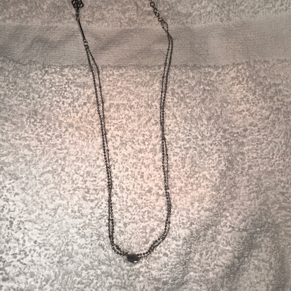 Kendra Scott double strand mini Elisa necklace. Silver and periwinkle